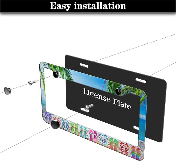 License Plate Frames Multicolor Car License Plate Frame Hawaii Beach Flip Flops - Image 7