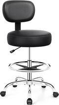 Drafting Chair with Backrest – Adjustable Foot Rest Rolling Stool with Wheels by BrickAttic