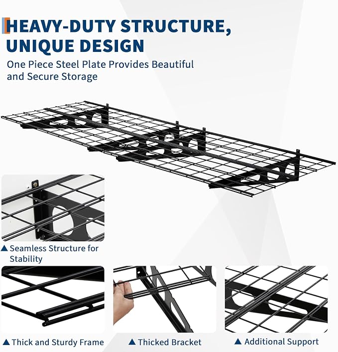 2 Pack 2x6ft Garage Storage Shelving Wall Mounted, 24-inch-by-72-inch 1600 Lbs - Image 4