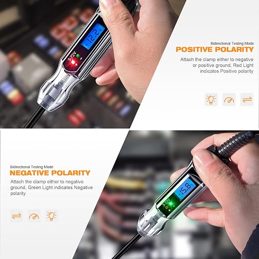 Heavy Duty 3-72V Backlit Digital LCD Circuit Tester, Automotive Test Light - Image 4