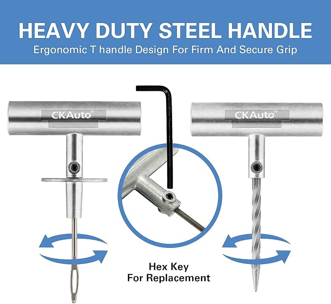 CKAuto Universal Tire Repair Kit, Heavy Duty Car Emergency Tool Kit - Image 3