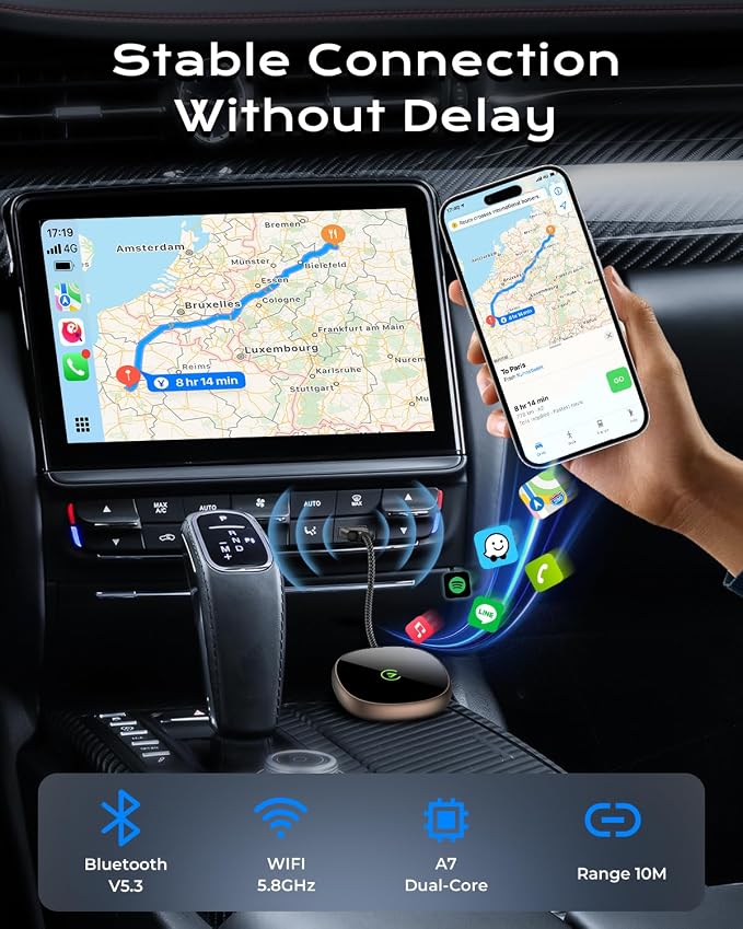 Wireless Carplay Adapter for iPhone & Android Auto 2-in-1, Plug & Play Low - Image 4