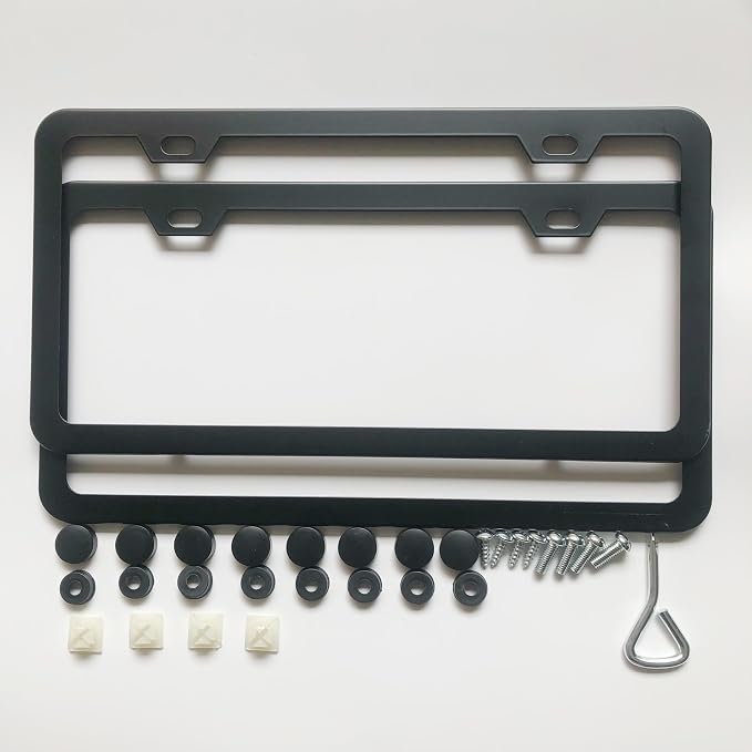 License Plate Frames, 2 Packs Front Rear Car Tags, Aluminum Alloy License Plate by Unknown