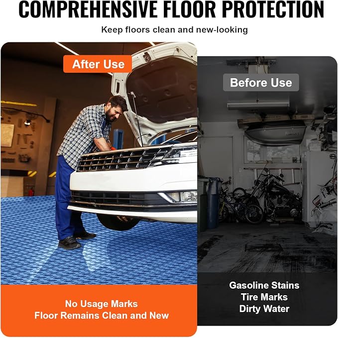 VEVOR Interlocking Garage Floor Covering Tiles, 50 Pack, Non-Slip Double-Sided - Image 5
