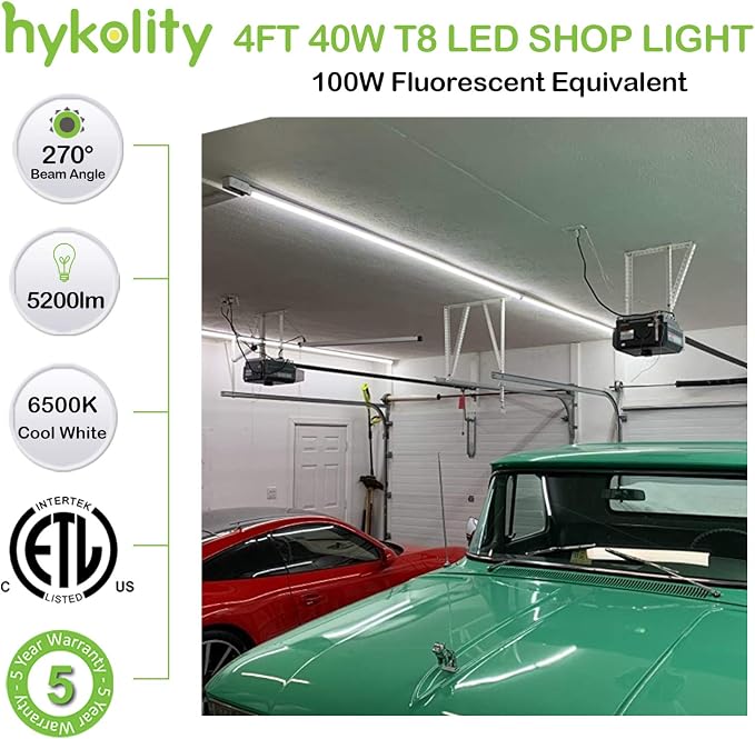 hykolity 6 Pack 4FT LED Shop Light, 6500K Super Bright White, V Shape - Image 2