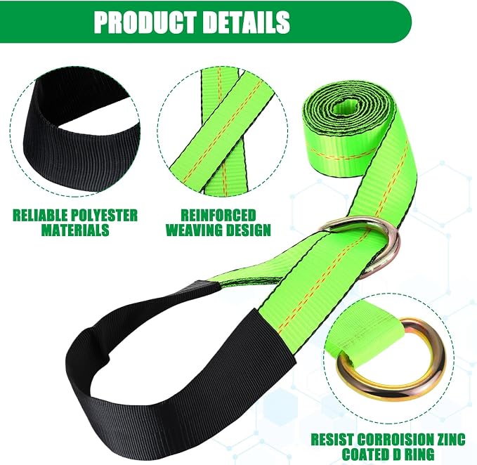 8 Pack 2" X 8ft Tow Truck Straps Lasso Wheel Lift Straps Lasso Tow Strap - Image 3