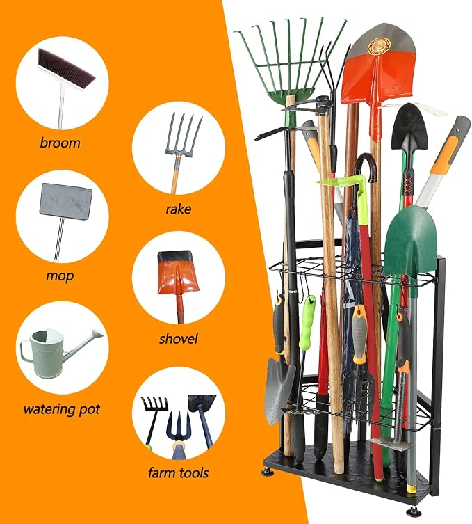 Garden Tool Organizer, Yard Tool Rack Heavy Duty, Free Standing - Image 6