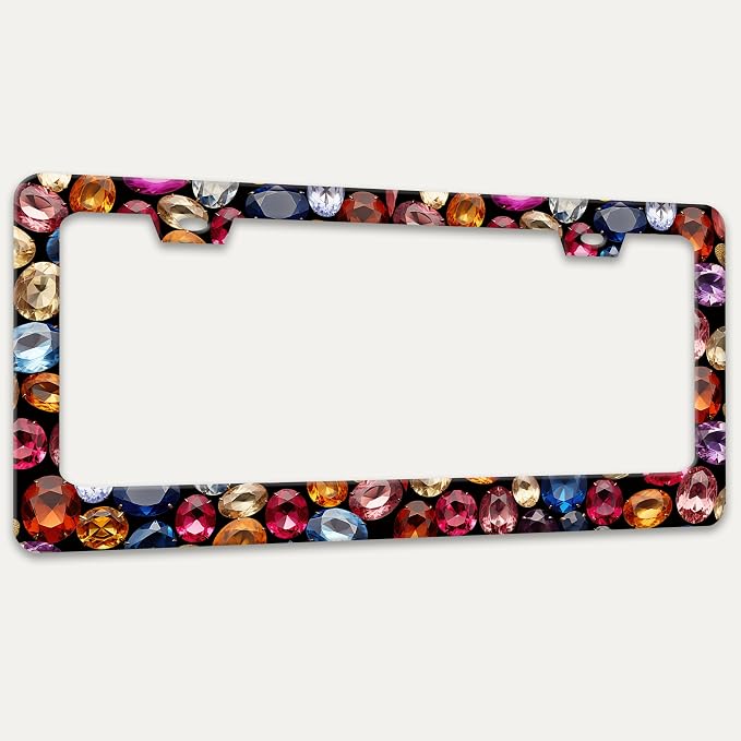 Beautiful Gemstone Pattern License Plate Frame Bling License Plate Holders - Image 7