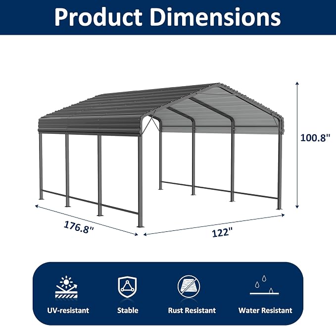 10x15 Metal Carport Carports - Image 2