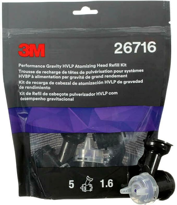 Performance Gravity HVLP Atomizing Head Refill Kit, Size 1.6, by 3MAutomotive