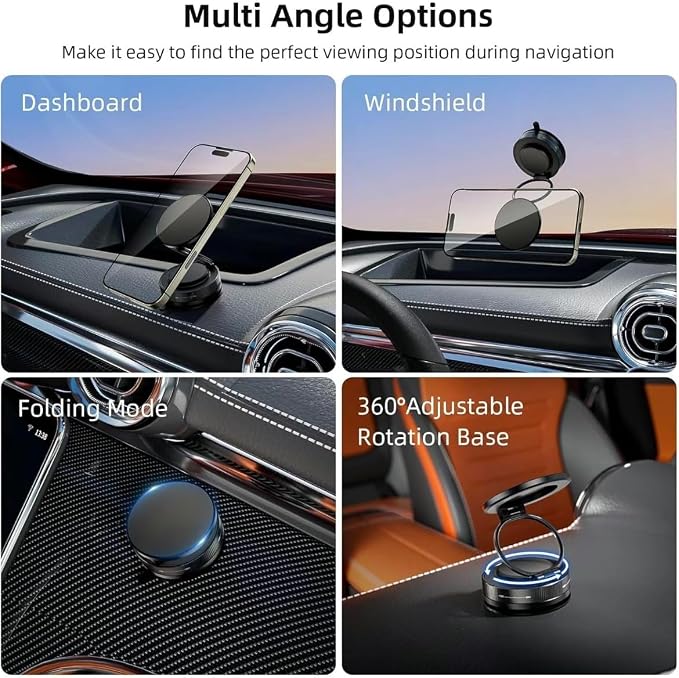 Super Strong Magnetic N52 car Phone Holder, 3-axis Folding, 360° Multi-Angle - Image 5