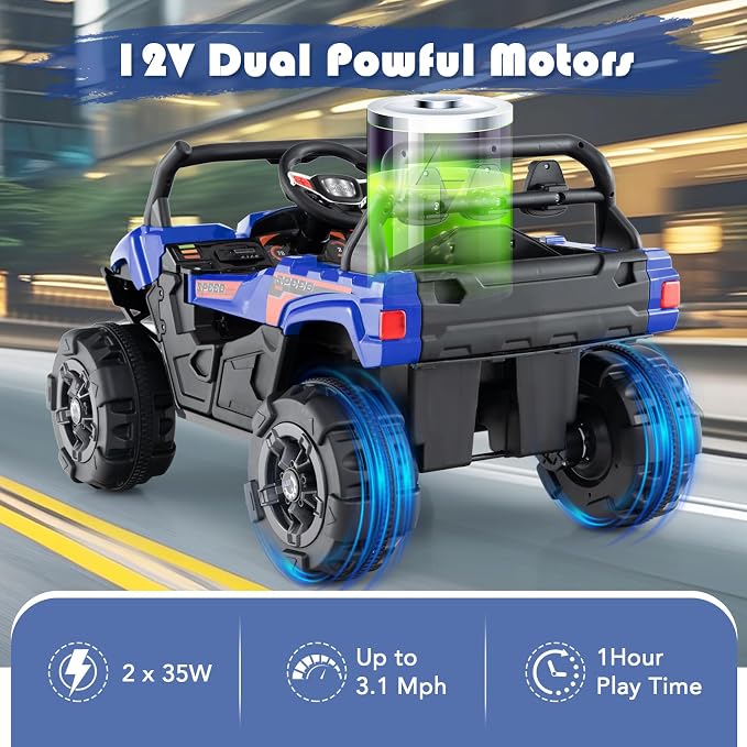 OLAKIDS 12V Ride on Car UTV, Battery Powered Off-Road Kids Electric Vehicles - Image 3