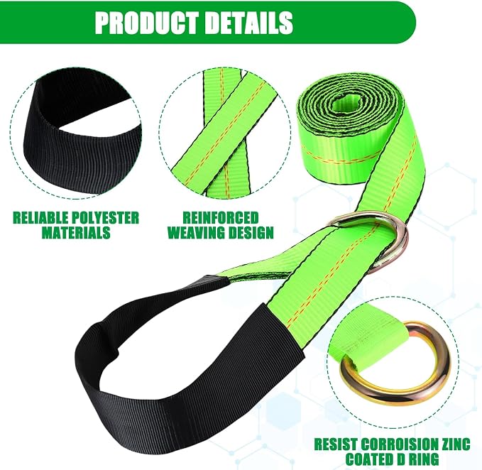 8Pack 2" X 10 ft Tow Truck Straps Lasso Wheel Lift Straps Lasso Tow Strap - Image 5