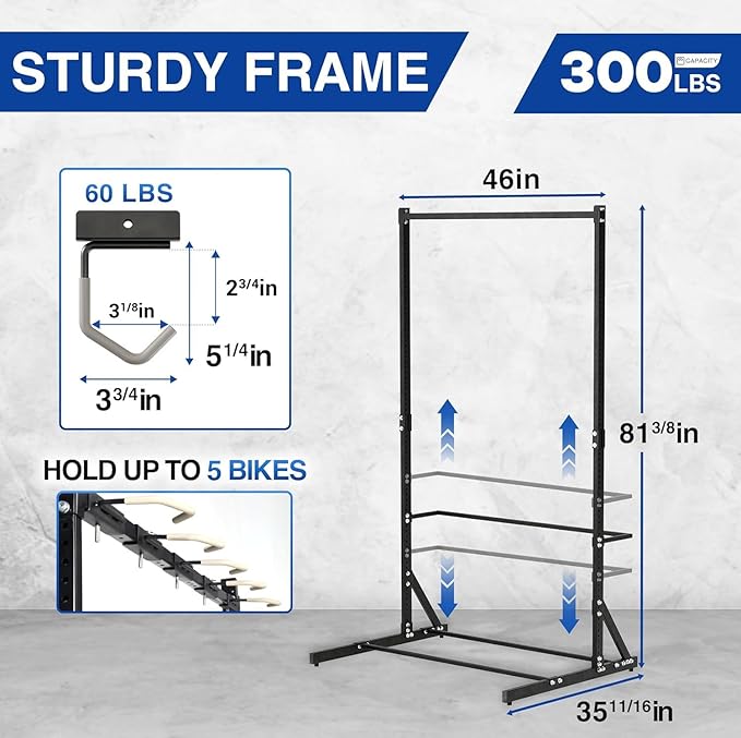 Yes4All Freestanding Bike Storage Rack, 300 Lbs 5 Levels Sturdy Steel Vertical - Image 2