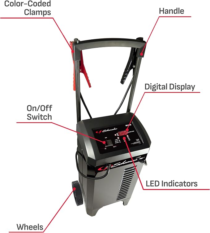 Schumacher Electric Wheeled Battery Charger and Engine Starter, Fully Automatic - Image 7