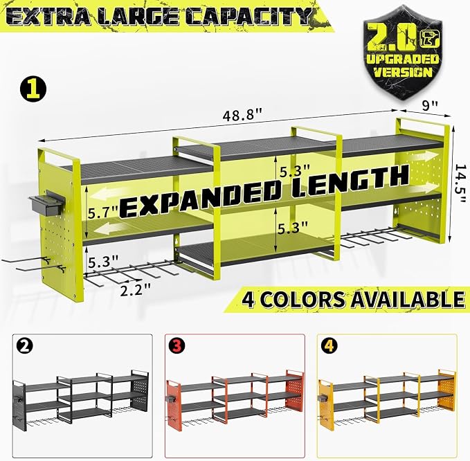 Power Tool Organizer with Charging Station Wall Mount, 3 Layer Expanded Heavy - Image 3