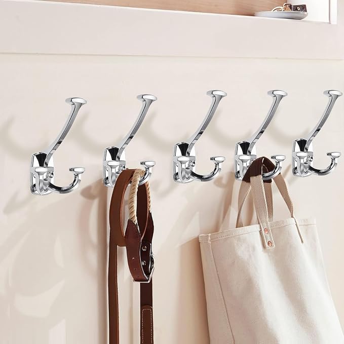 Large Wall Double-Sided Hook 2 Pack Polished Chrome Hook Decorative Heavy Duty - Image 4