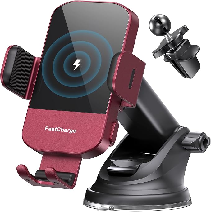 CHGeek Wireless Car Charger, 15W Fast Charging Auto Clamping Car Charger Phone by CHGeek