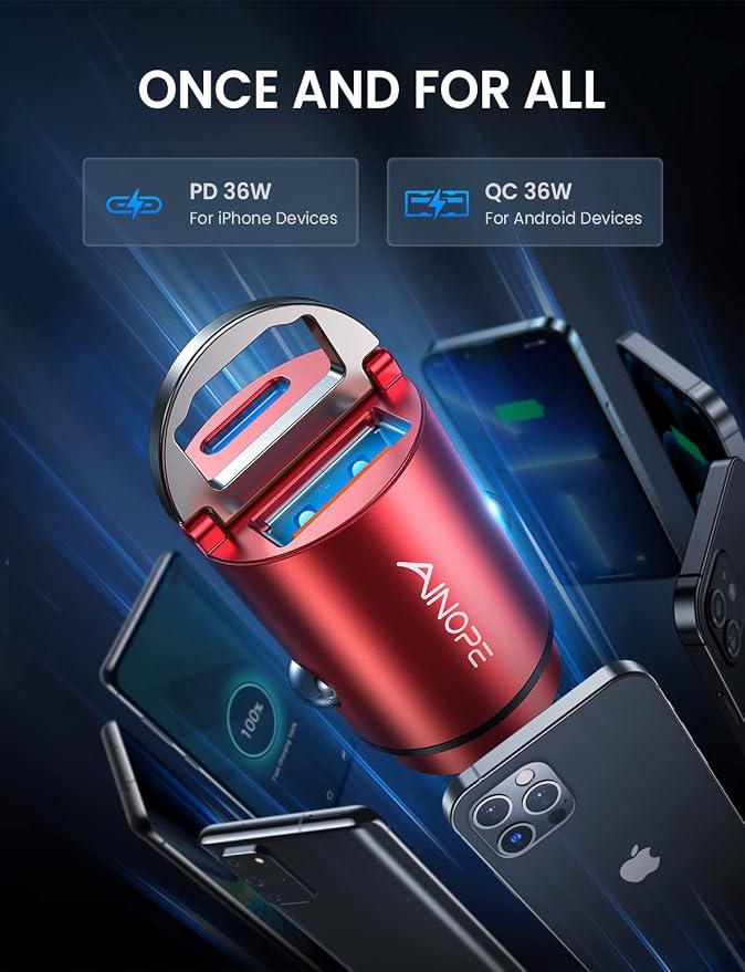 AINOPE 90W Super Fast Car Charger, Invisible USB C 45W Car Charger Fast - Image 7