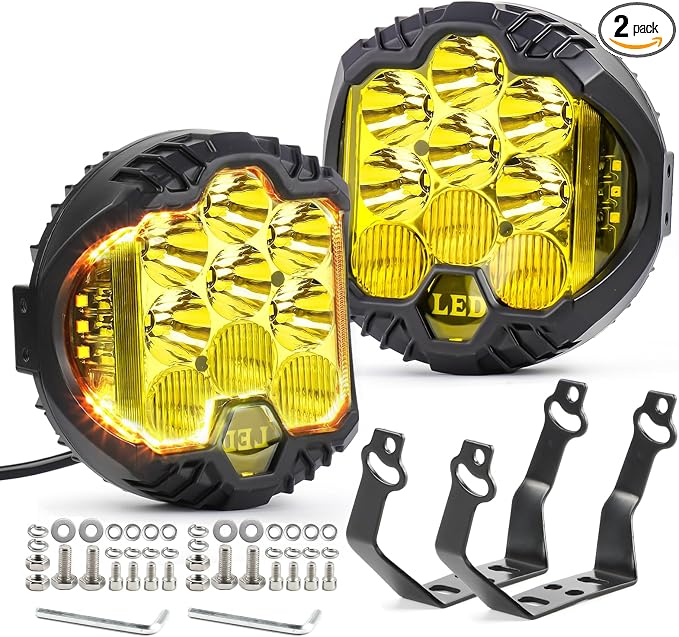 LIGBT 2PCS 5 Inch Amber Yellow Round LED Offroad Light by LIGBT