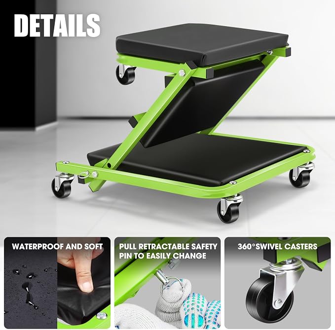 DNA MOTORING 36 Inches 2 IN 1 Rolling Folding Car Creeper/Seat, 150kg Weight - Image 6