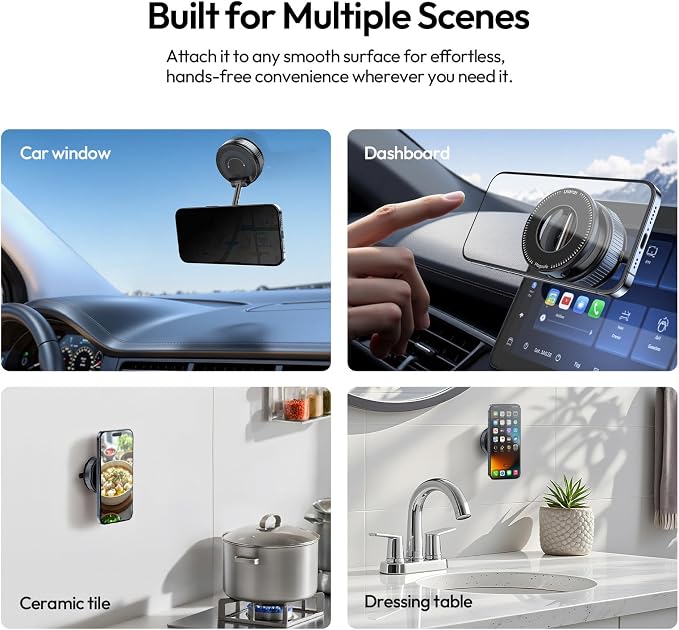 ULANZI SK-25 Car Phone Holder for Magsafe, Vacuum Suction Cup Magnetic Phone - Image 4