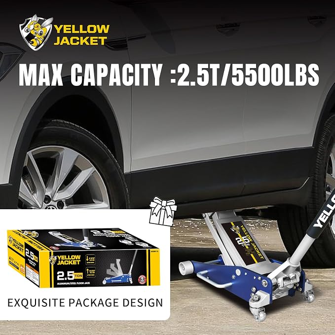 YELLOW JACKET Floor Jack 2.5 Ton Hydraulic Low Profile Aluminum and Steel - Image 7
