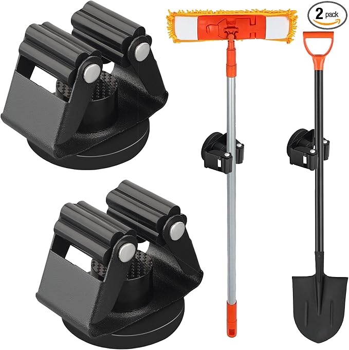 MUTUACTOR Magnetic Broom Holder Heavy Duty, 12lbs Magnetic Mount Broom and Mop by MUTUACTOR