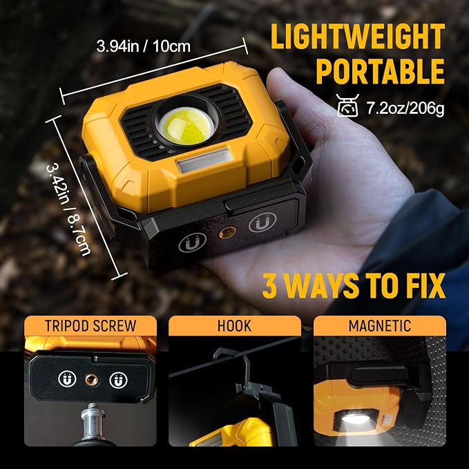 Adelante 2Pack Magnetic Work Light Rechargeable, 1500LM LED Work Light - Image 2