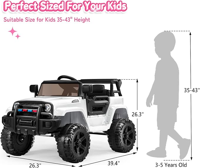 JOYMOR Ride on Truck with Remote Control, 4 Wheels 12V Battery Powered Kids Car - Image 6