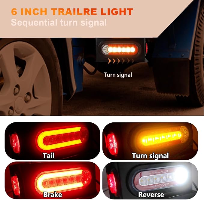 Agrieyes Sequential Turn Signal Trailer Lights, Oval LED Trailer Light - Image 3