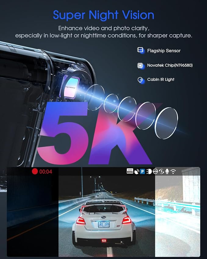 5K 3 Channel Dash Cam, Wi-Fi GPS - Image 4