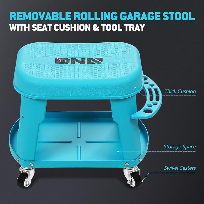 DNA MOTORING Removable Rolling Garage Stool - Image 4