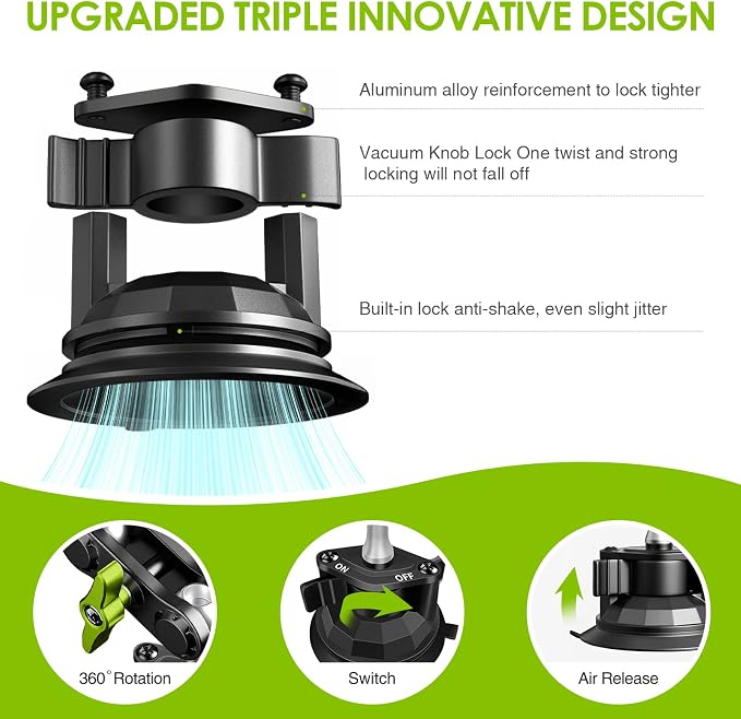 Suction Cup Phone Mount 360 Rotating Universal Ball Head Arm - Image 4