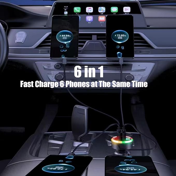 Super Fast Charge USB C Car Phone Charger Adapter 6 in 1 - Image 6