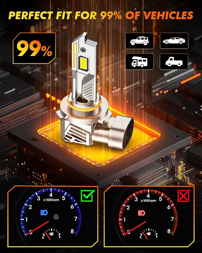 9012/HIR2 Light Bulbs,   Ultra-Bright 6500K, ° Adjustable - Image 6