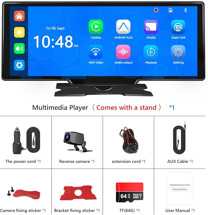 Portable Carplay Screen for Car, 9.28" HD Carplay and Android Auto Screen - Image 9