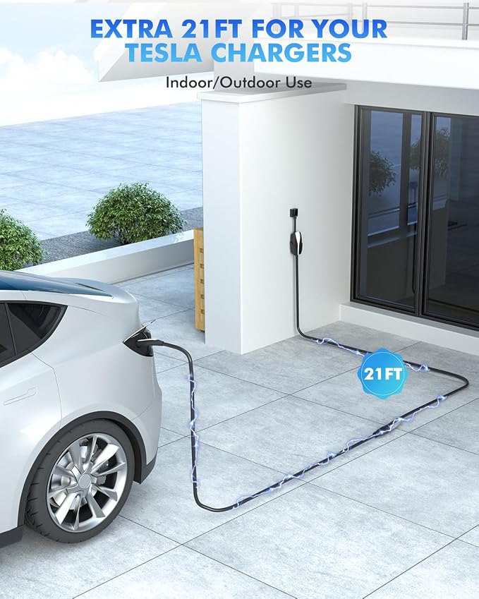 EV Charger Extension Cable for Tesla Charger, 50Amp 21ft Max 240V 12kW - Image 3