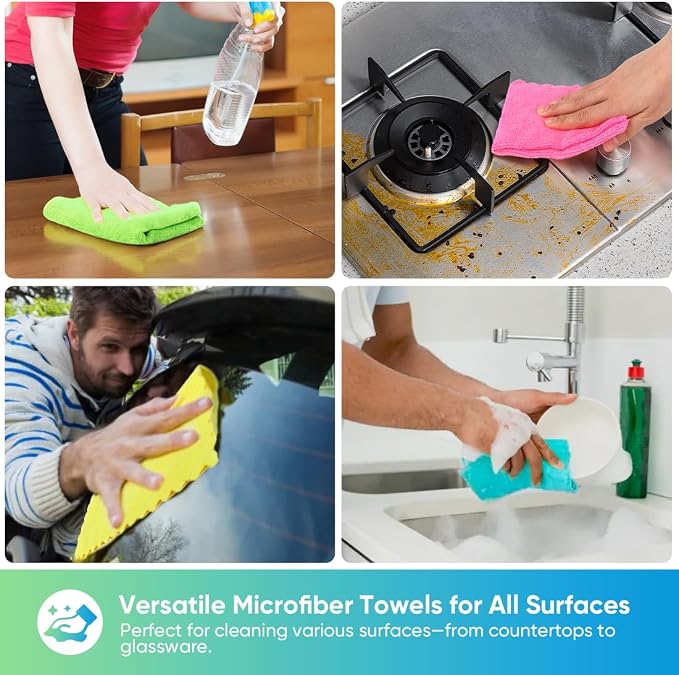 HOMEXCEL Microfiber Cleaning Cloths, 24 Pack Cleaning Rags - Image 6