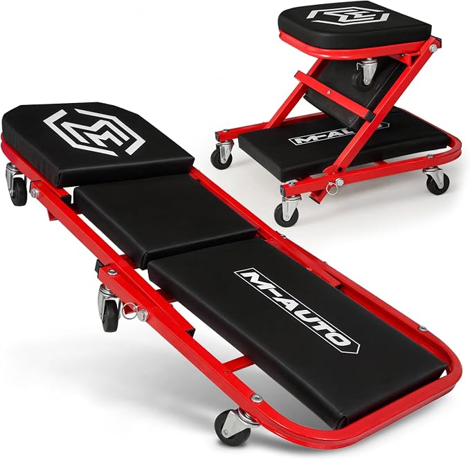M-AUTO Foldable Z Creeper 2-in-1 Rolling Folding Car Creeper & Seat, 330LBS by M-AUTO