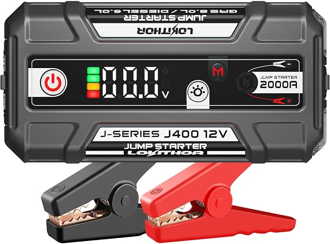 J400 2000A 12V Portable Lithium Jump Starter, Car Battery Booster Pack by LOKITHOR