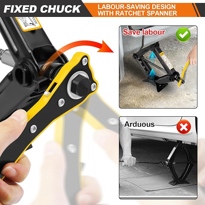 Car Jack Kit - Scissor Car Jack Max 2 Ton Capacity Portable Emergency Tire - Image 8