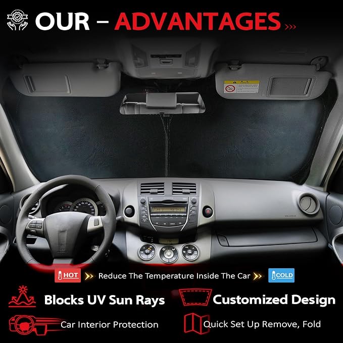 KAYZT Windshield Sun Shade for 2022-2025 Hyun-dai Ioniq 5 Foldable Sunshade - Image 4