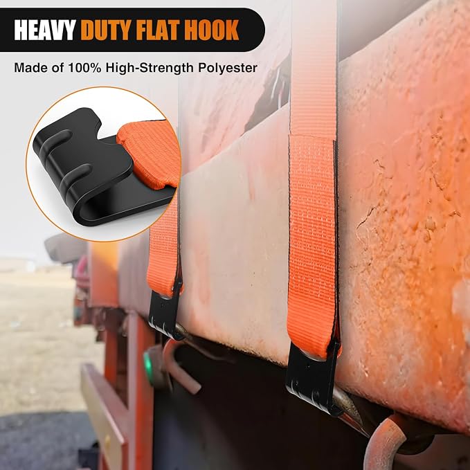 Nilight Truck Straps 4”×30’ Orange Heavy Duty Winch Straps - Image 6