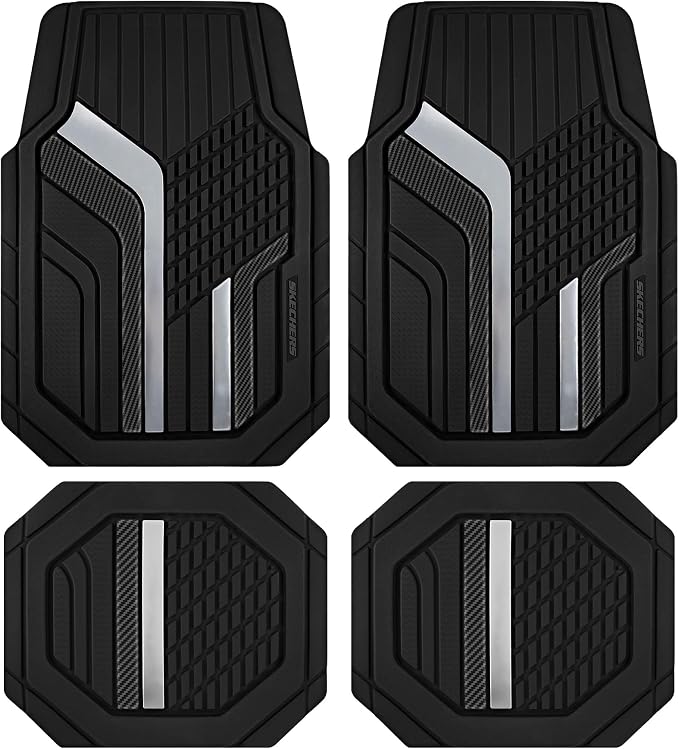 Skechers Heavy Duty Rubber Car Floor Mats, Dual Color Design Floor Mats by Skechers