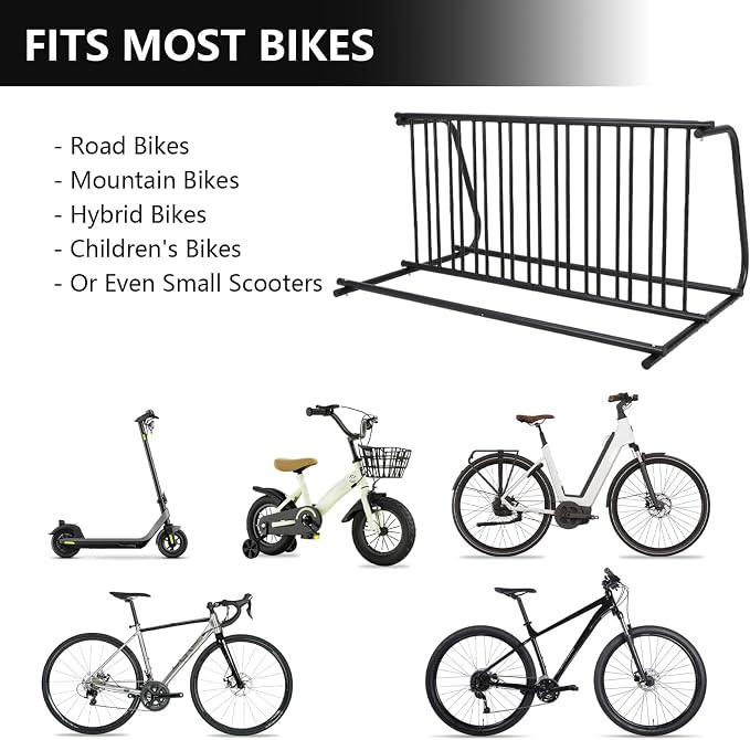 Outdoor Bike Storage, 10 Bike Rack Garage, 61 In Long All-Steel Mesh Bikes Rack - Image 3