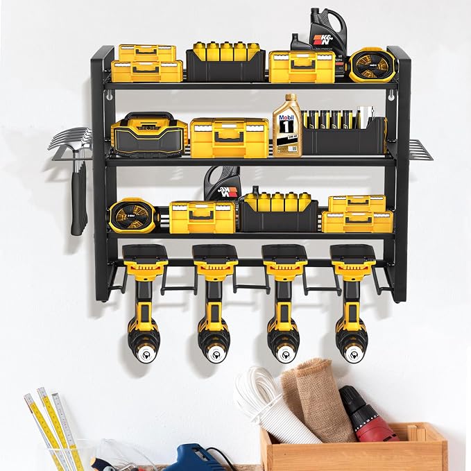 Power Tool Organizer Wall Mount, 2 Pack 4 Layers Garage Wall Shelving, 8 Drill - Image 7