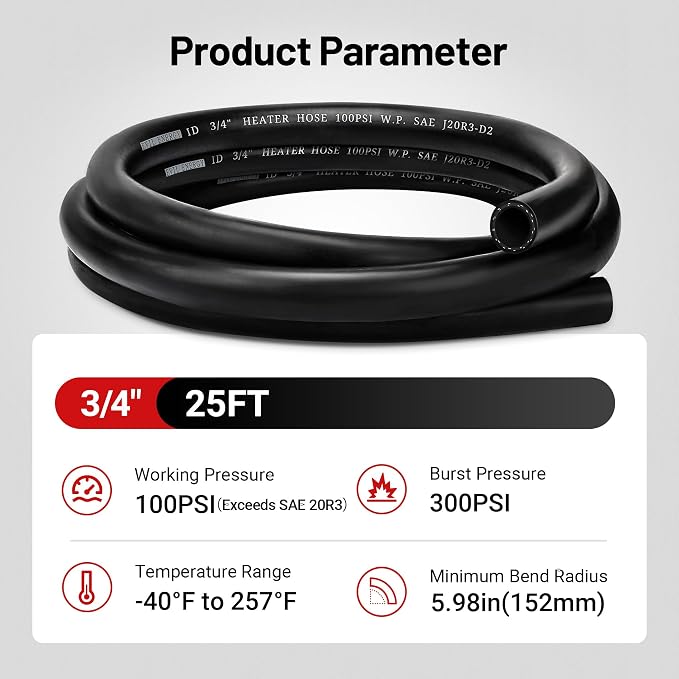 EVIL ENERGY 3/4" Heater Hose Coolant Radiator Straight 100PSI SAE 20R3 25FT - Image 4