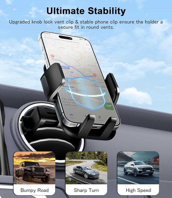 Round Vent Car Phone Holder for Jeep Wrangler JL Gradiator Compass Air Vent Car - Image 5