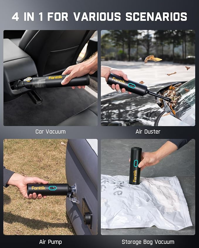 Fanttik Slim V8 APEX Car Vacuum, 4-in-1 Portable Mini Cordless Vacuum - Image 2